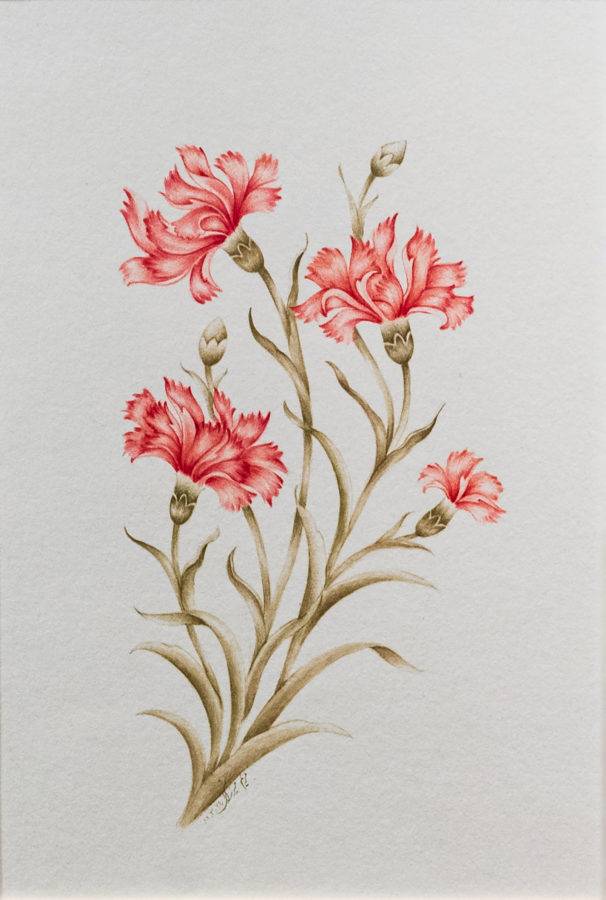 Flower and Birds: Carnation & Iris I by Maryam Mirzaei